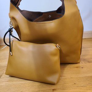 Chic Two-Piece Set: Oversized Tote Bag & Shoulder Strap Crossbody Purse